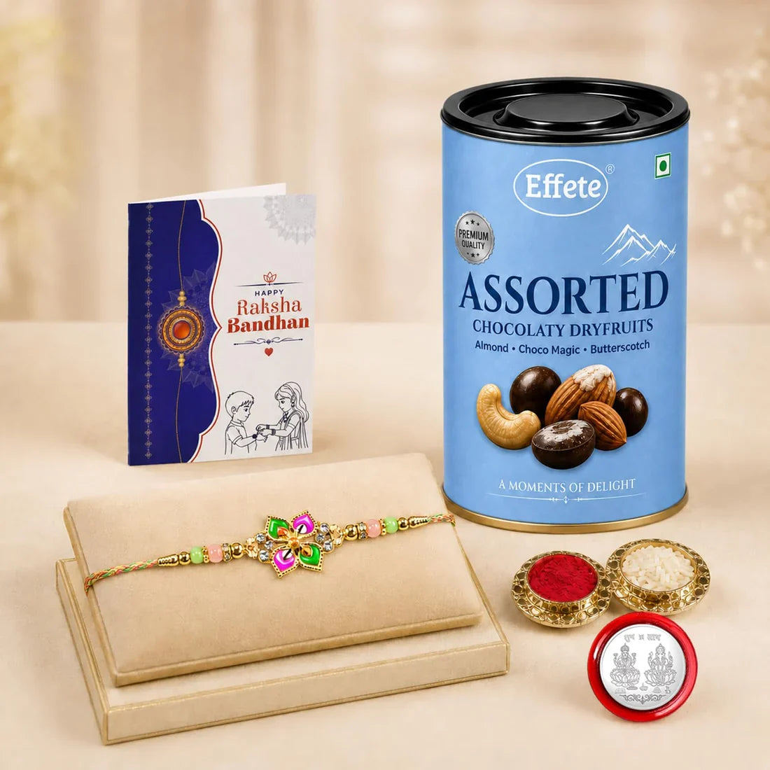 Rakhi With Chocolate For Brother Floral Combo Set