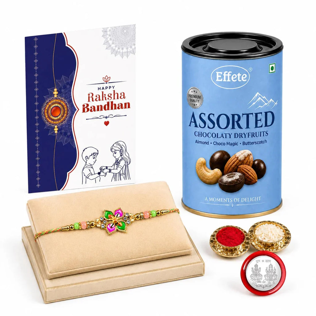 Rakhi With Chocolate For Brother Floral Combo Set