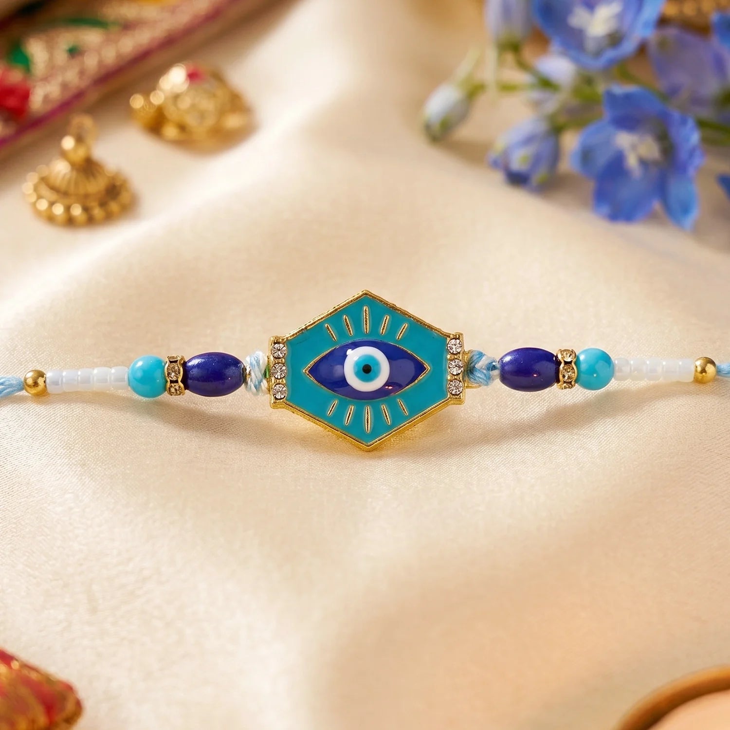 Evil Eye Hexagon Rakhi – Modern Protection Design For Raksha Bandhan