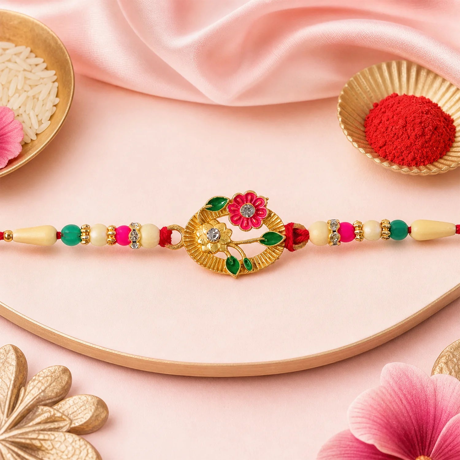 Flower Motif Rakhi – Festive Design For Brothers