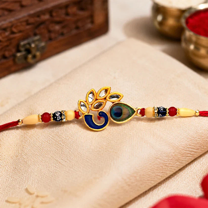Mor Pankh Rakhi – Vibrant Traditional Enamel For Sibling Bond