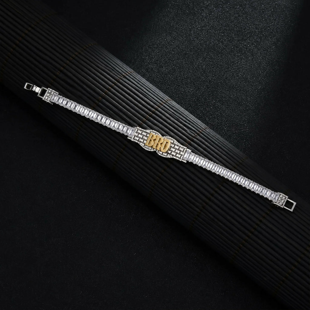 BRO Crystal Stone Rakhi For Brother Premium Designer Festival Thread With Stones