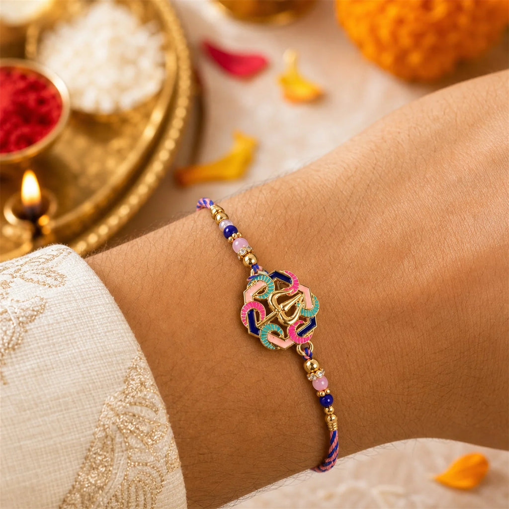 Rakshabandhan Colorful Trishul Beads Rakhi – Traditional & Stylish