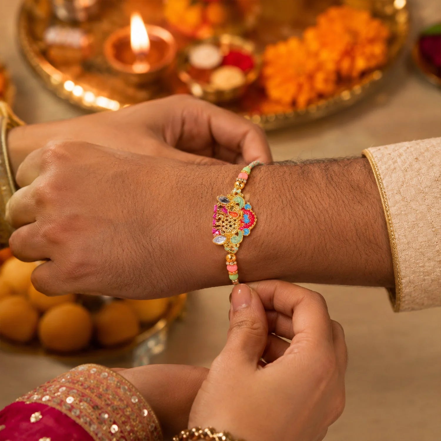 Rakhi – Colorful Elephant Beaded Rakhi For Rakshabandhan