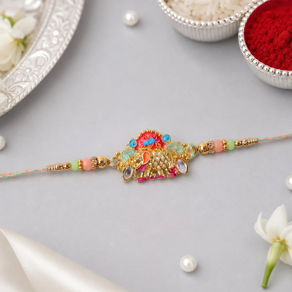 Rakhi – Colorful Elephant Beaded Rakhi For Rakshabandhan