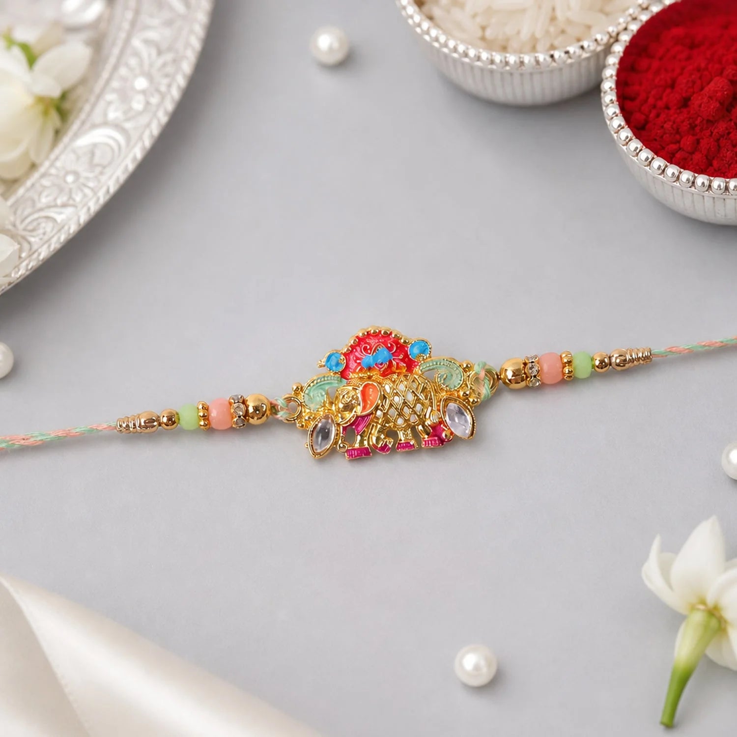 Rakhi – Colorful Elephant Beaded Rakhi For Rakshabandhan