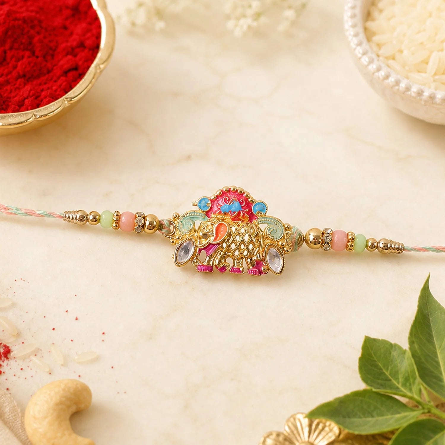 Rakhi – Colorful Elephant Beaded Rakhi For Rakshabandhan
