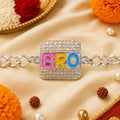 Bro Text Stone Studded Rakhi For Brother – Chain Style
