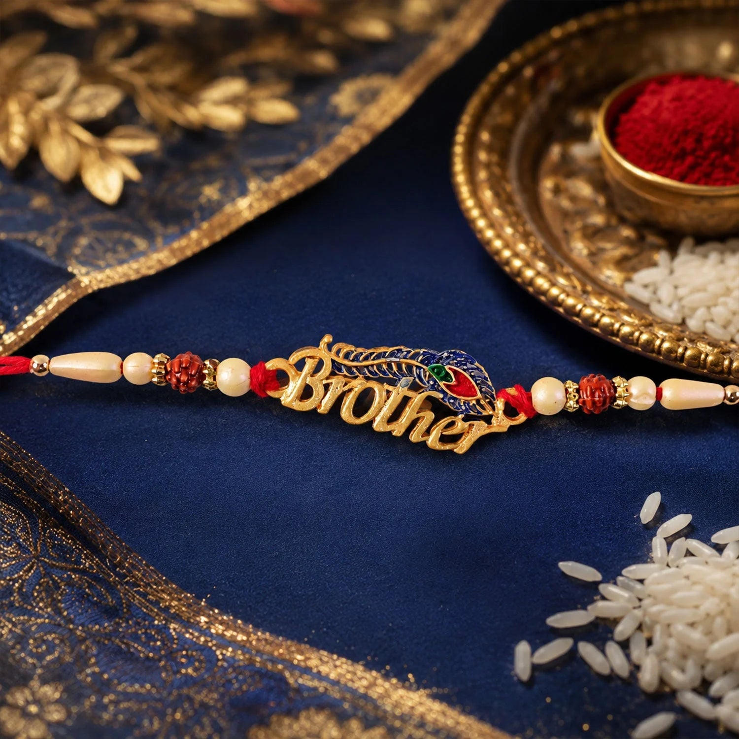 Rakhi For Brother Traditional Beaded Designer Thread